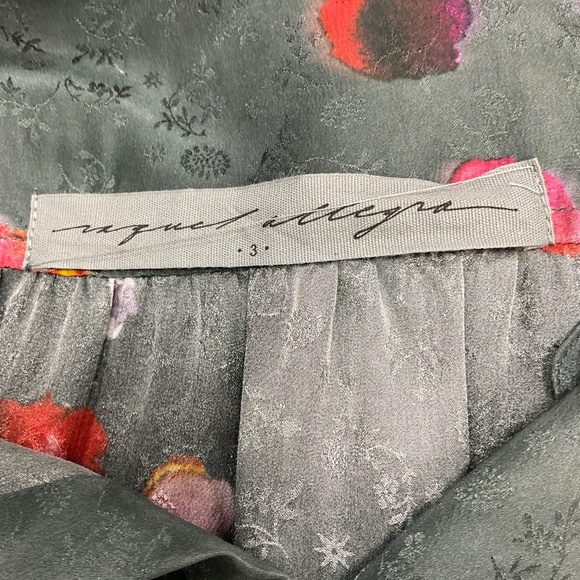 RAQUEL ALLEGRA DARK GREY MULTI HANDMADE SILK JACQUARD MIDI DRESS - Picture 4 of 5